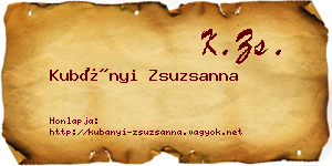 Kubányi Zsuzsanna névjegykártya