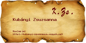 Kubányi Zsuzsanna névjegykártya
